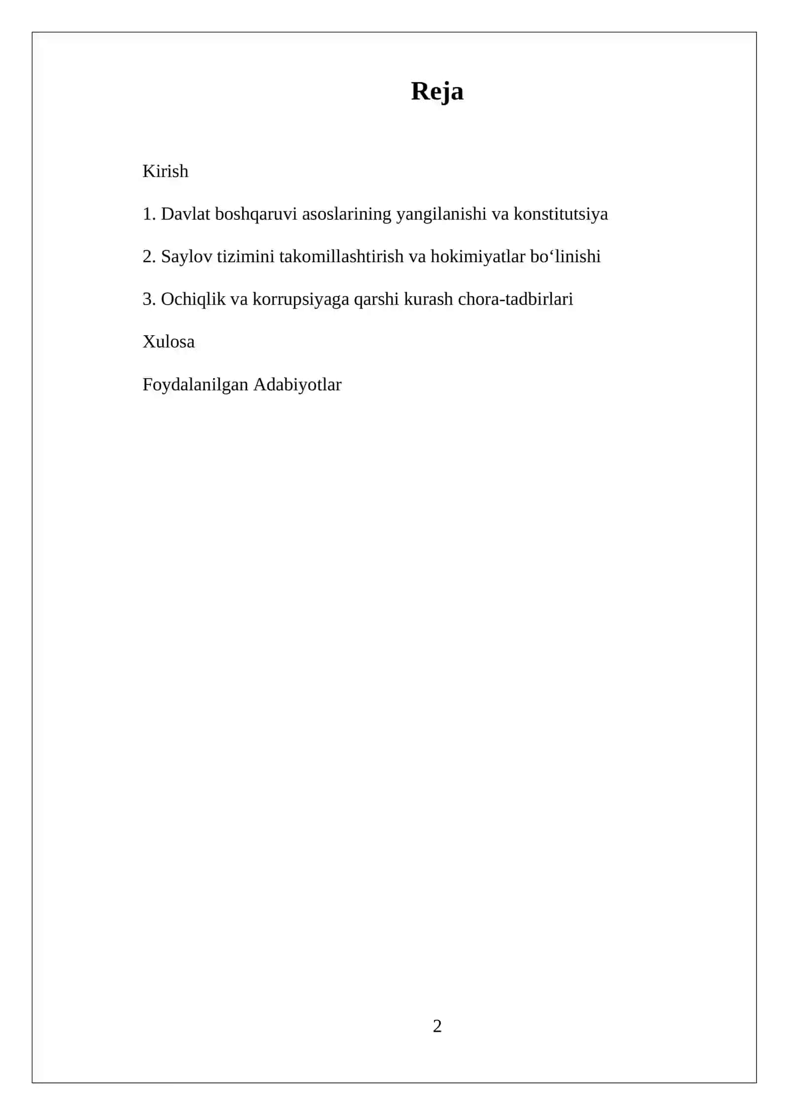 Mustaqillik yillarida davlat boshqaruvi tizimida amalga oshirilg REFERAT 2