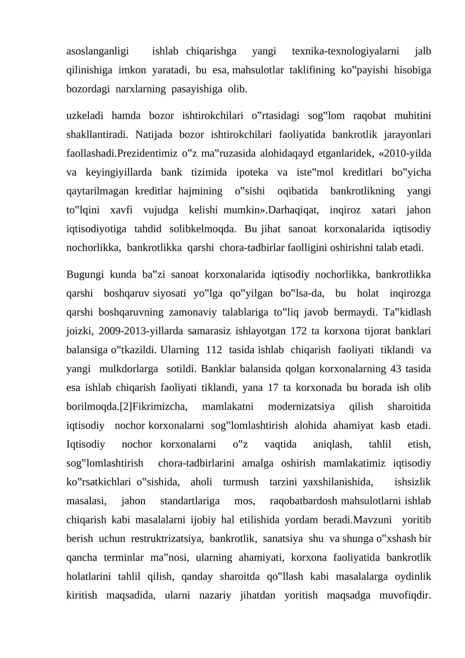 Mamlakatni modernizatsiya qilish sharoitida institutsional islohatla. Shartnomalar nazariyasi 2