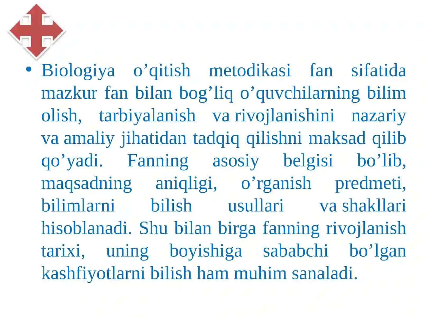 Biologiya o’qitish metodikasi 2