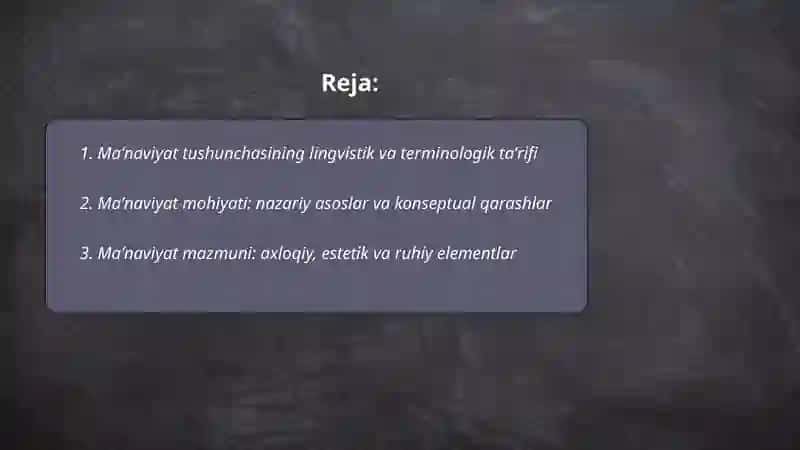 Maʼnaviyat tushunchasi, mohiyati, mazmuni, tuzilmasi, namoyon boʻlish shakllari 2