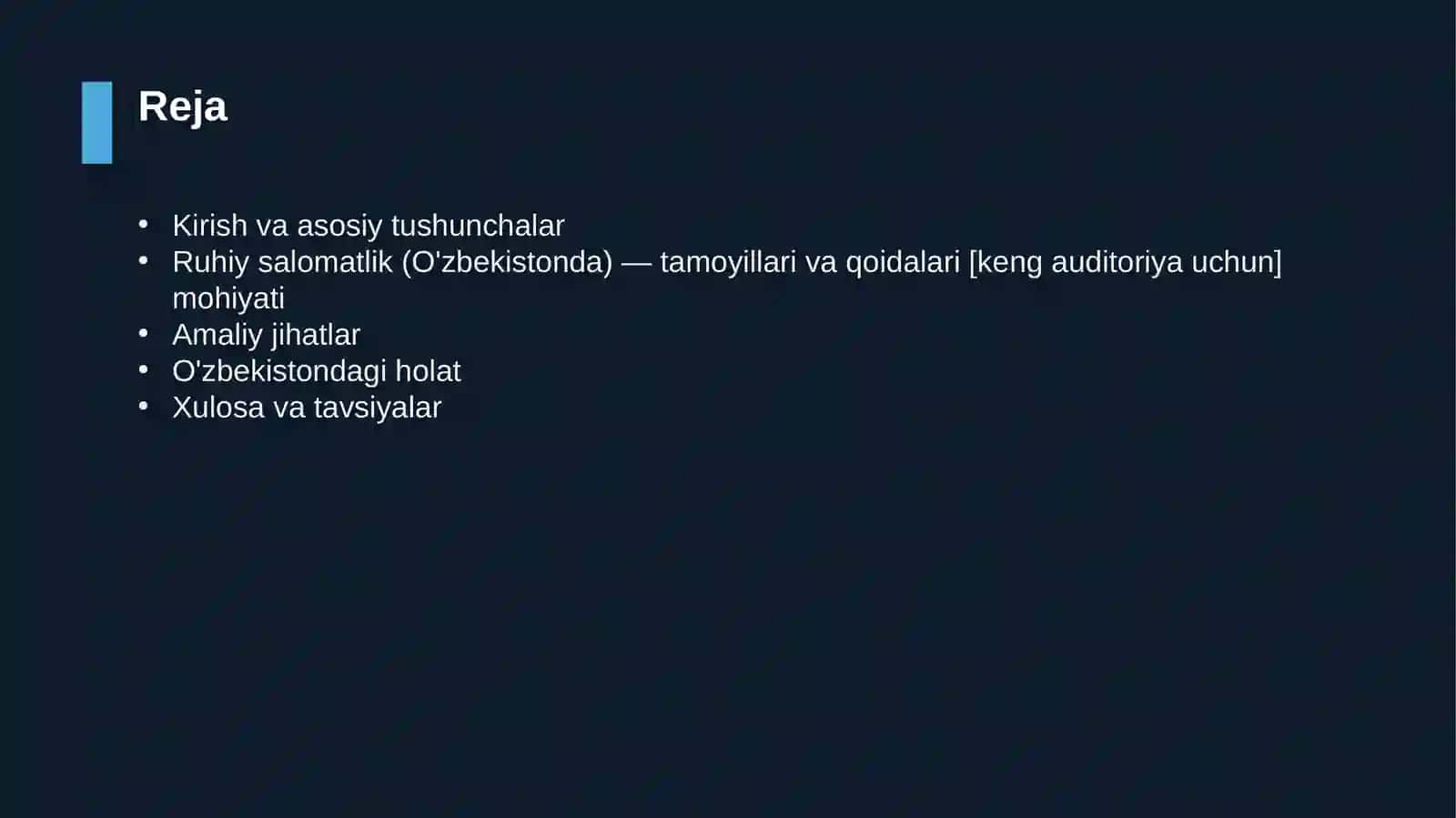 Ruhiy salomatlik (O'zbekistonda) — tamoyillari va qoidalari [keng auditoriya uchun] 2