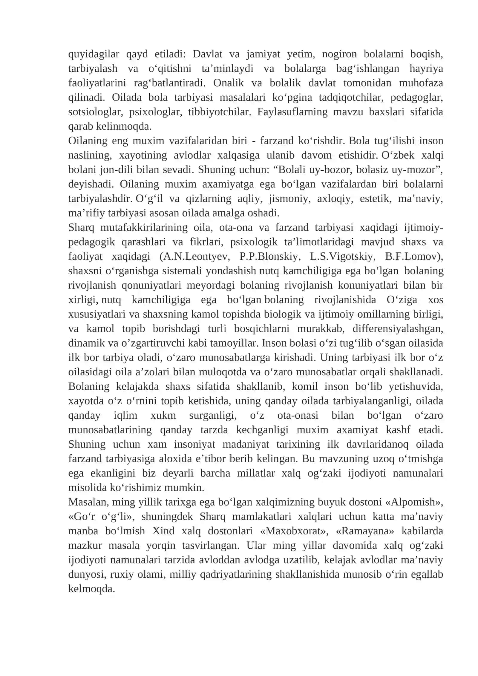 Nutqida nuqsoni bo’lgan bolalarni oilada tarbiyalash fanidan oraliq nazorat topshiriqlari 2