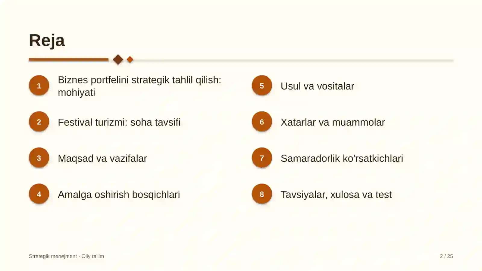 Festival turizmida biznes portfelini strategik tahlil qilish 2