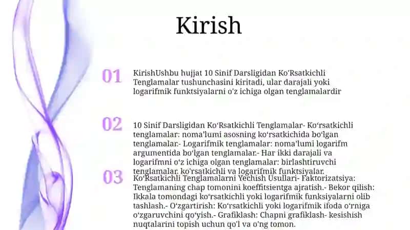 10 Sinif Darsligidan KoʻRsatkichli Tenglamalar 2
