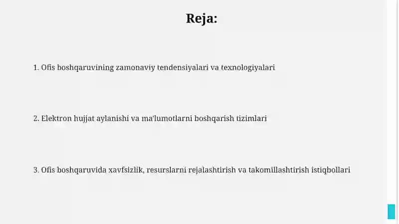 Muassasalarda ish yuritishni tashkil etish texnologiyasi 2