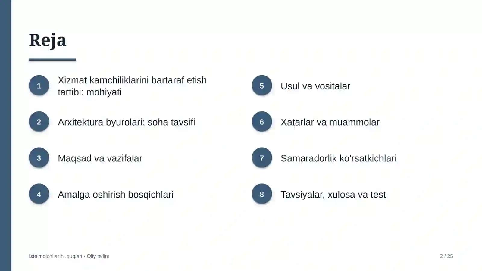 Arxitektura byurolarida xizmat ko'rsatishdagi kamchiliklarni bartaraf etish tartibi 2
