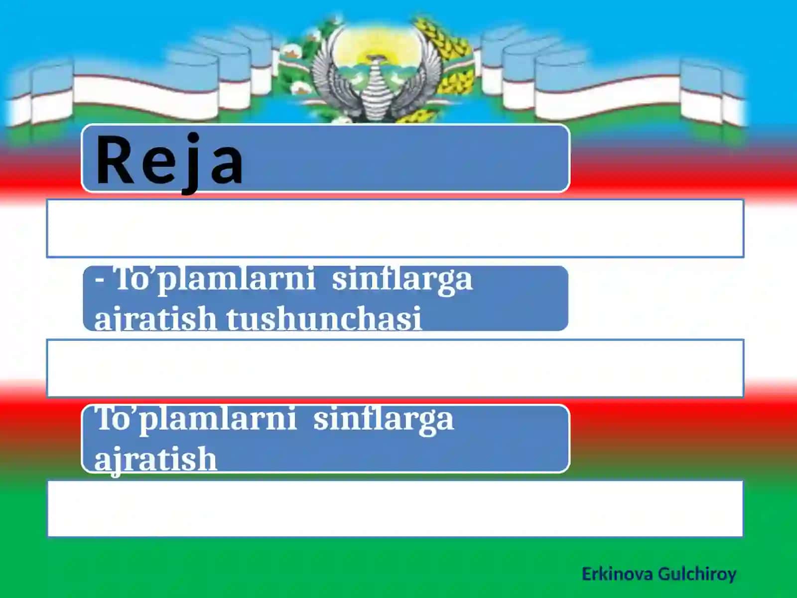 TO’PLAMLARNI SINFLARGA AJRATISH 2