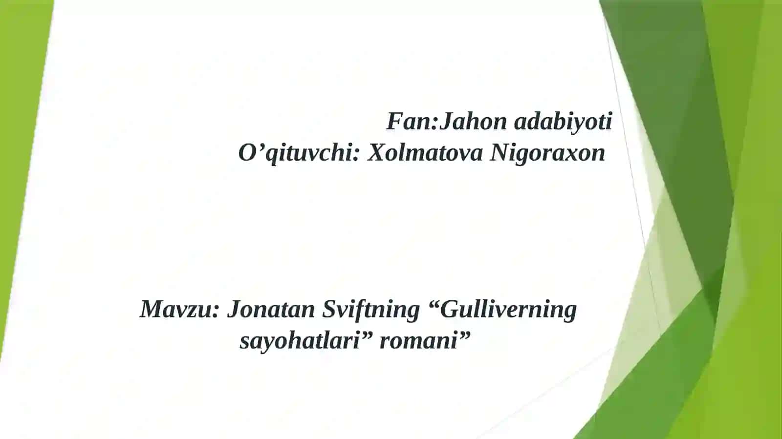 Jonatan Sviftning “Gulliverning sayohatlari” romani 2