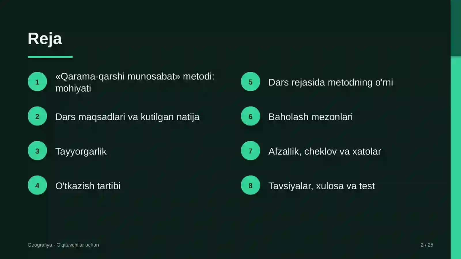 geografiya darslarida qarama qarshi munosabat metodidan foydalanish 2385 2