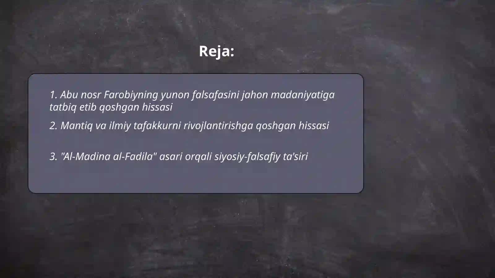 Abu nosr farobiyning jahon sivilizatsiyasiga qoshgan xissasi 2