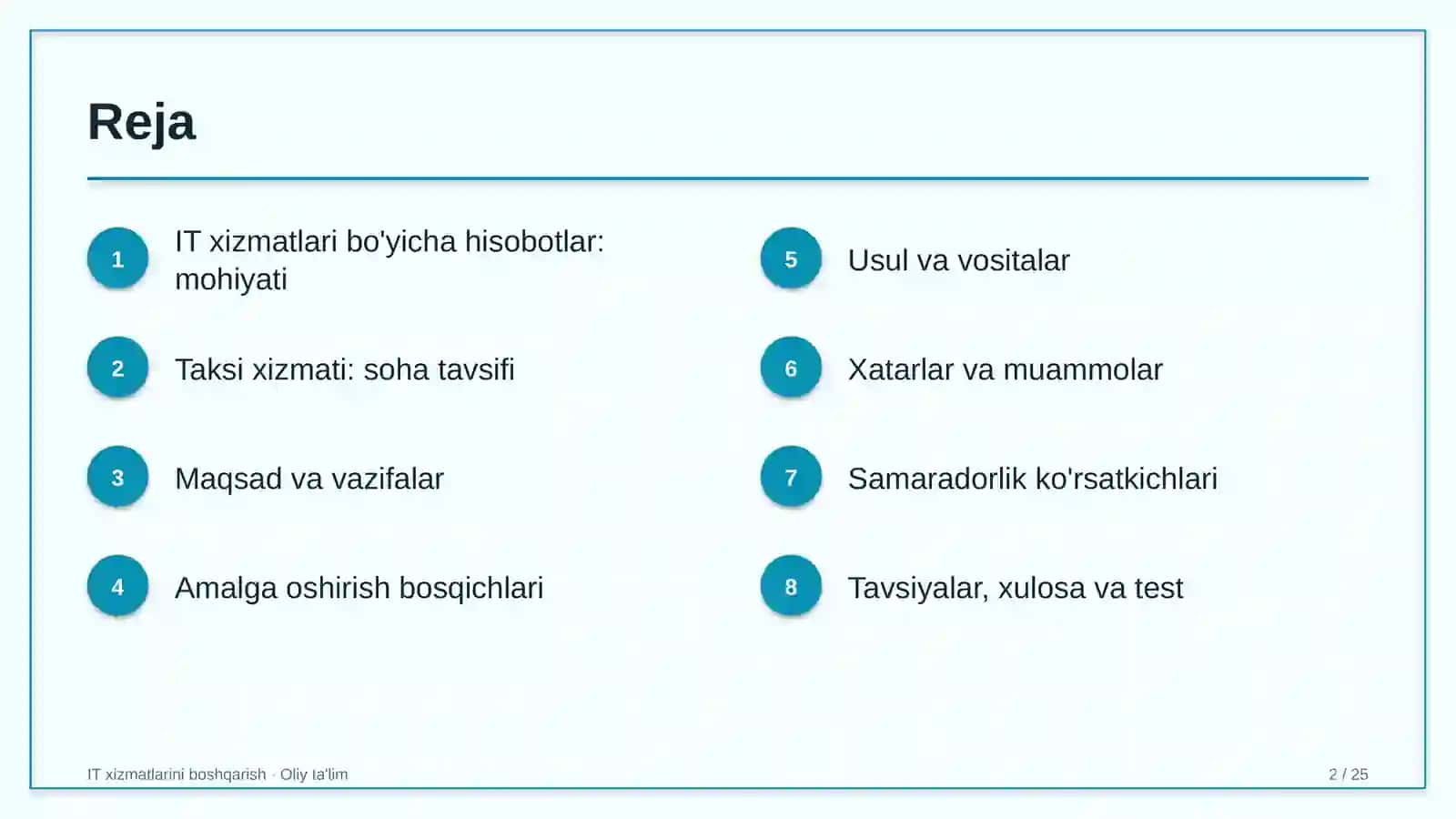 taksi xizmatida axborot texnologiyalari xizmatlari bo'yicha hisobotlarni tayyorlash 8394 2
