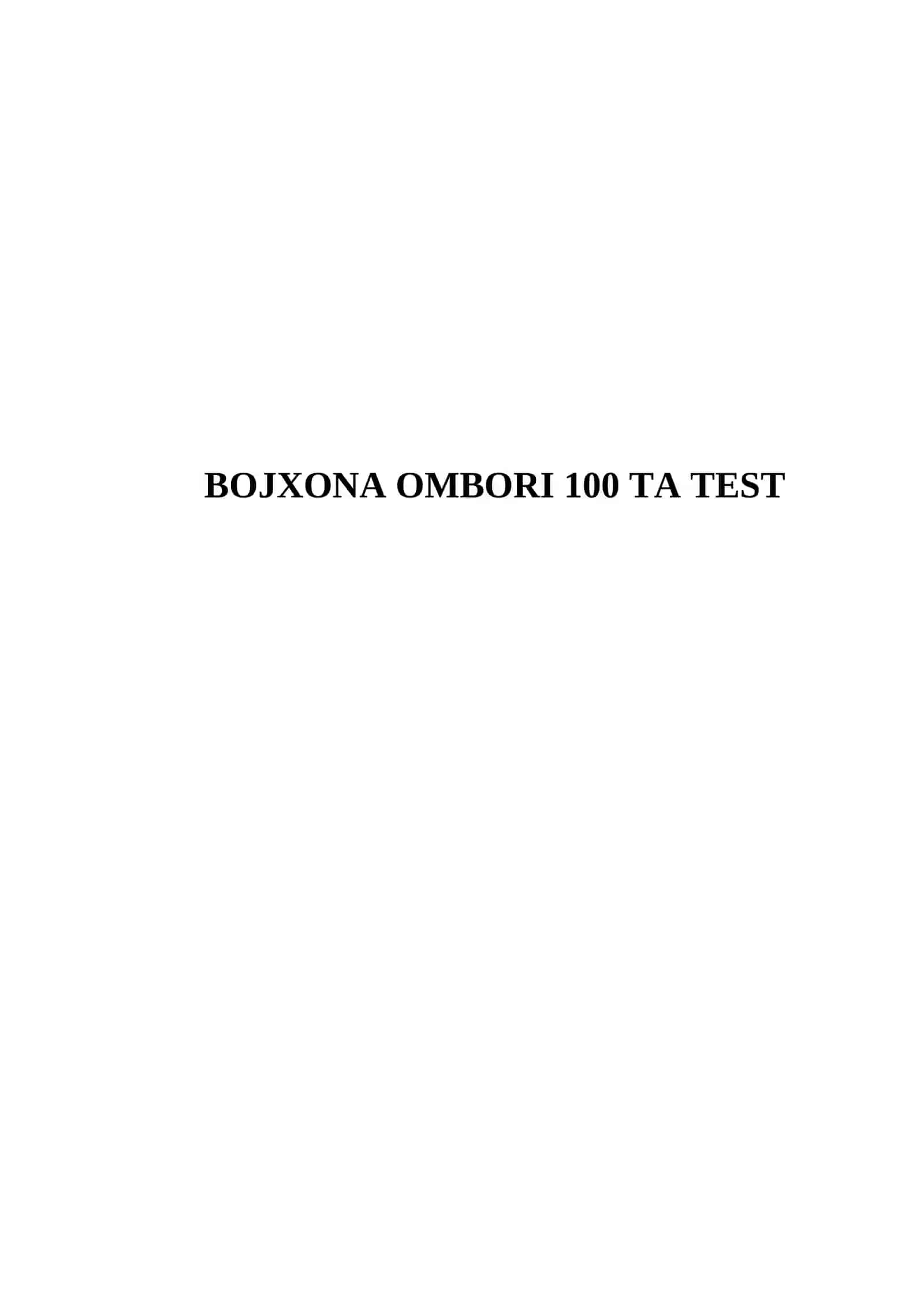BOJXONA OMBORI 100 TA TEST 2