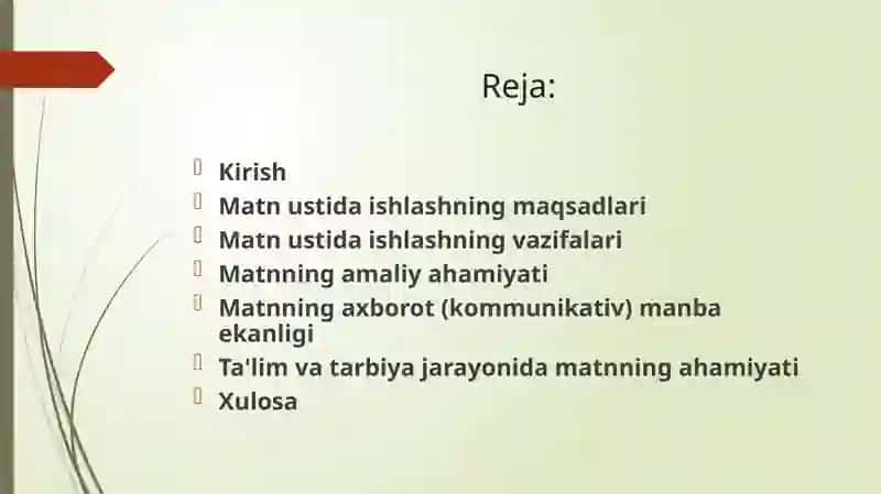 Matnustida ishlashning maqsadlari 2