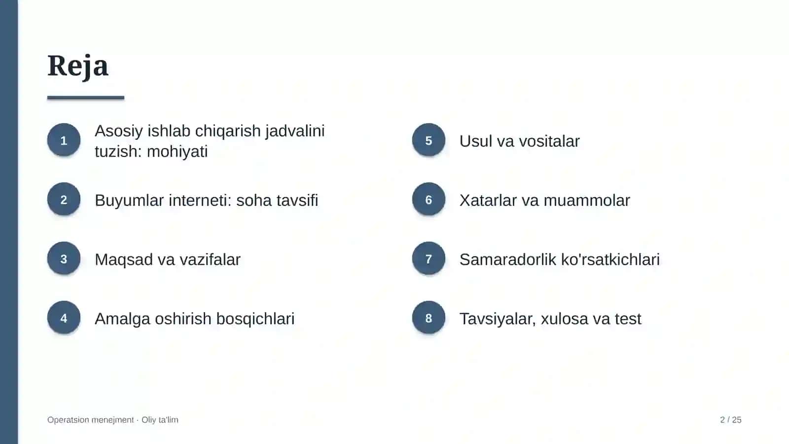 Buyumlar interneti sohasida asosiy ishlab chiqarish jadvalini tuzish 2