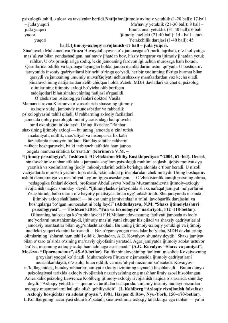 Ta’lim muassasasi rahbar xodimlarining shaxsiy sifatlarini baholash metodikasi 2