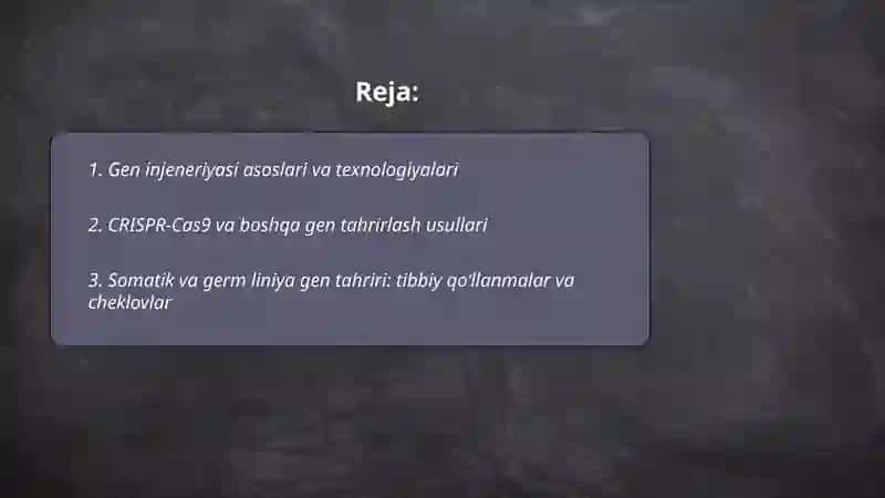 Gen injeneriyasi va uning meditsina amaliyotida qõllanilishi 2