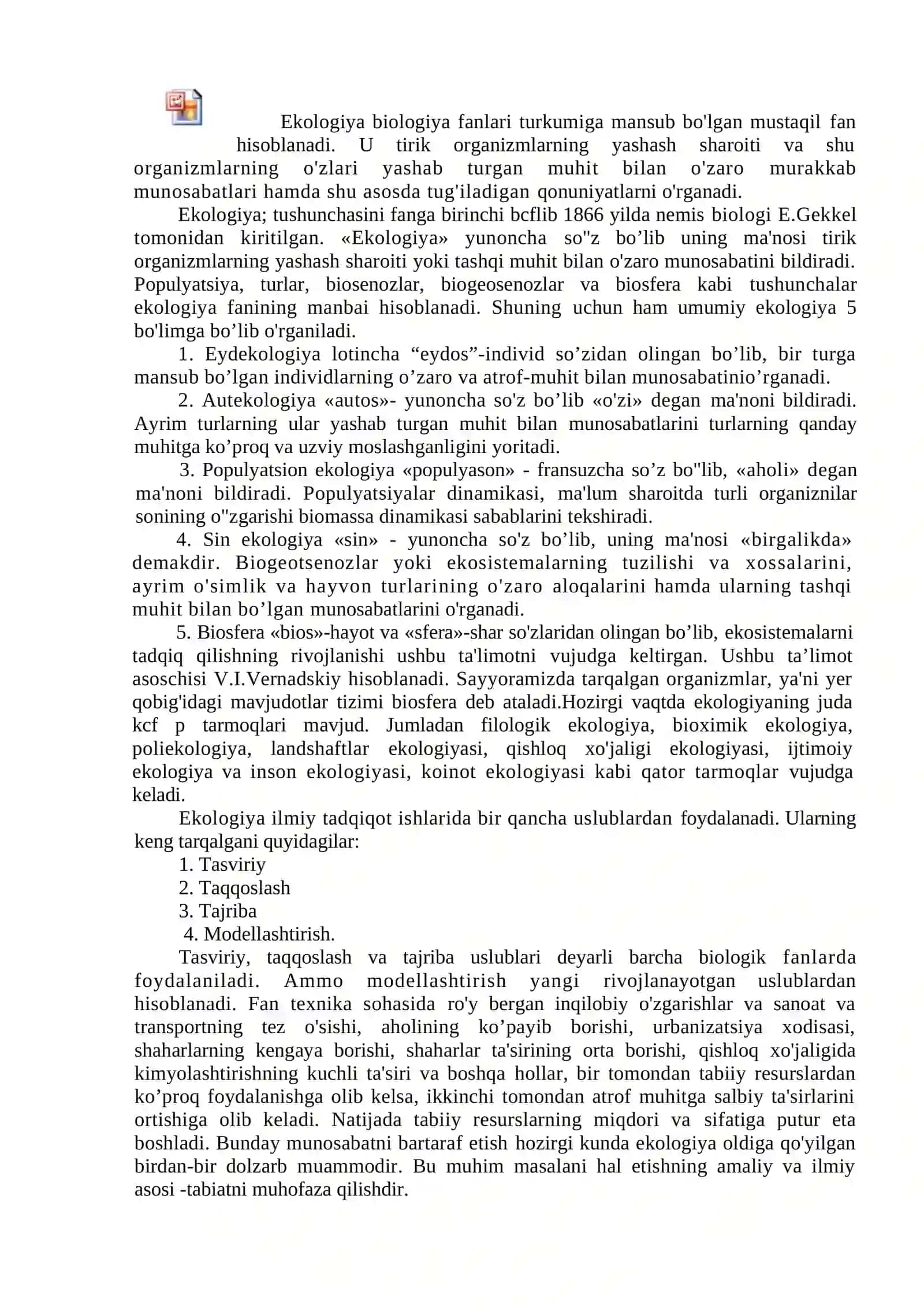 Ekologiya va atrof-muhitni muhofaza qilish 2