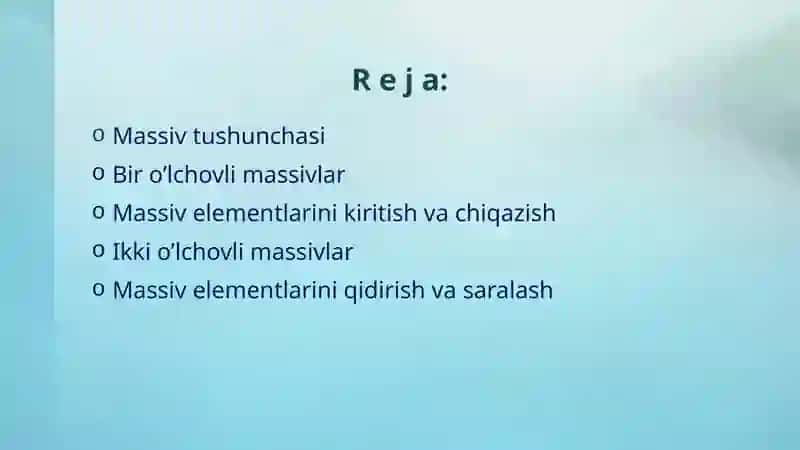 Massivlar(Arrays) 2