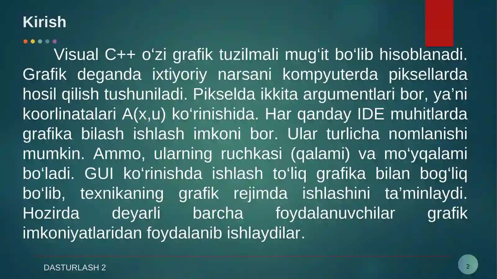 Visual C++ning grafik imkoniyatlari 2
