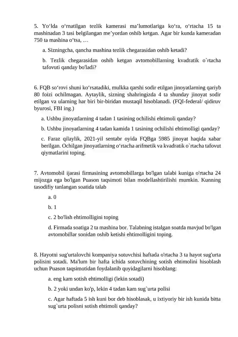 3-mavzu. Tasodifiy miqdorlarning asosiy tushunchalari. Diskret tasodifiy miqdorlar iqtisodiy tatbiqi 2
