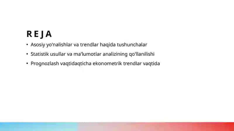 Ekonometirikaning hozirgi zamon asosiy yo'nalishlari 2