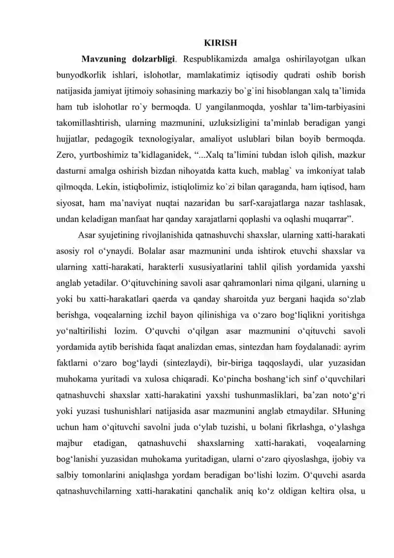 4-sinf oʻqish darslarida qahramonlarga tavsif berishga oʻrgatish metodikasi 2