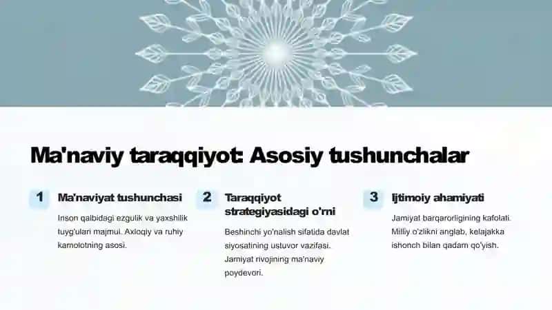 Ma'naviy taraqqiyotni ta'minlash va sohani yangi bosqichga olib chiqish 2