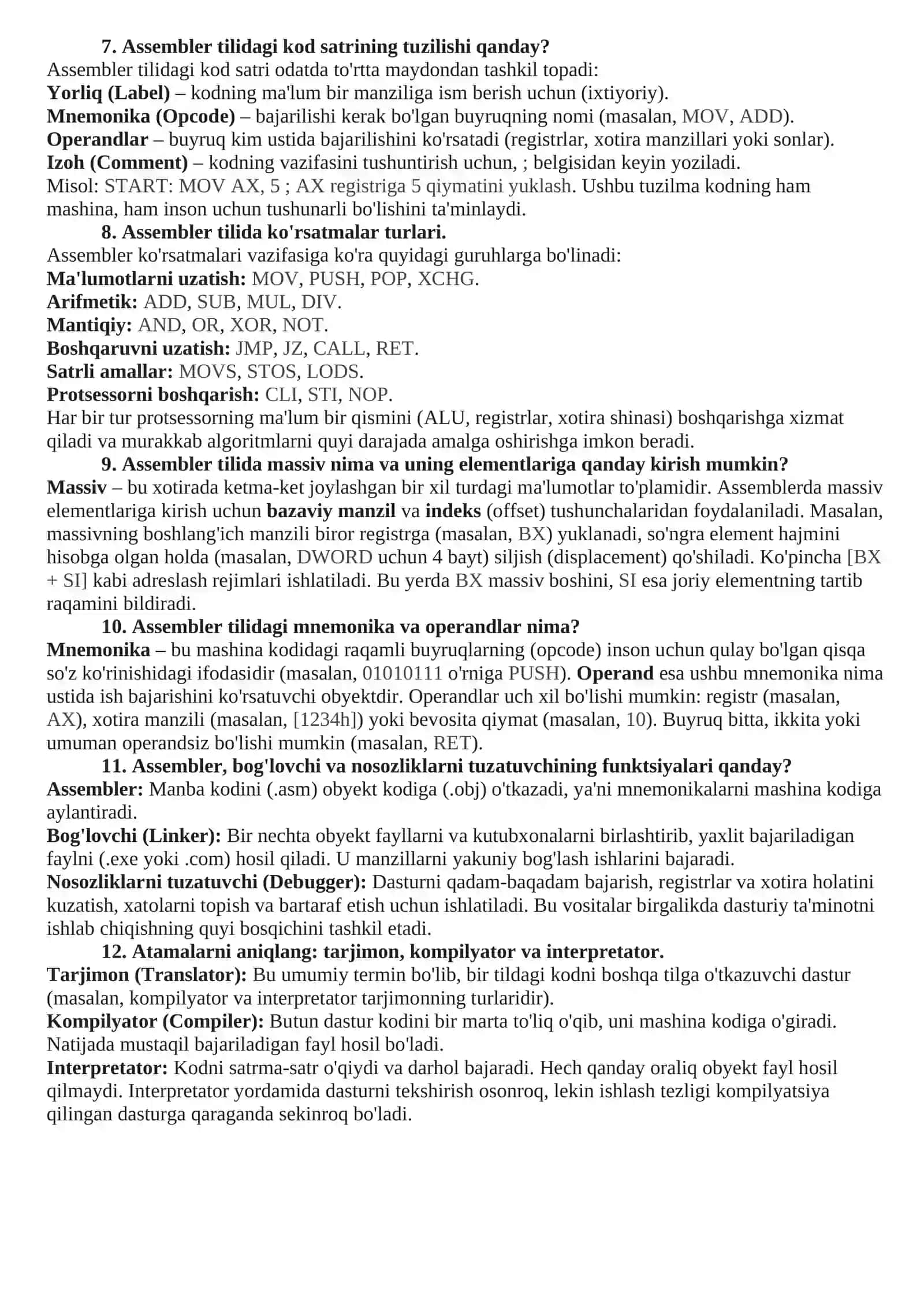 Alifbo, satr va tilni aniqlang 2