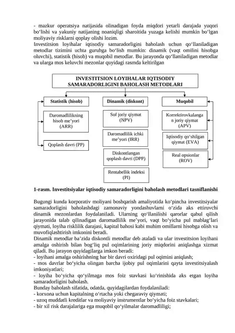 Investitsion baholash usullari 2