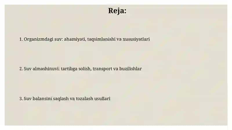 Oʻrganizmning suv-dispers sistemasi 2