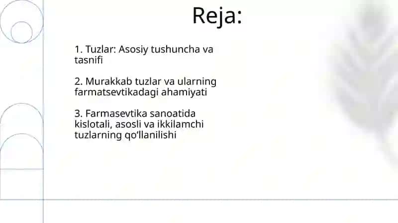Tuzlar: Asosli, kislotali, qo'sh va ko'mpleks tuzlarning farmatsiya sanoatida qo'llanilishi 2