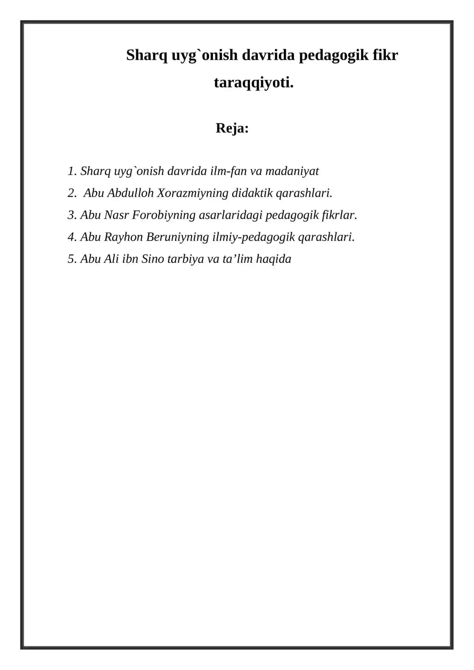 Sharq uyg`onish davrida pedagogik fikr taraqqiyoti 2