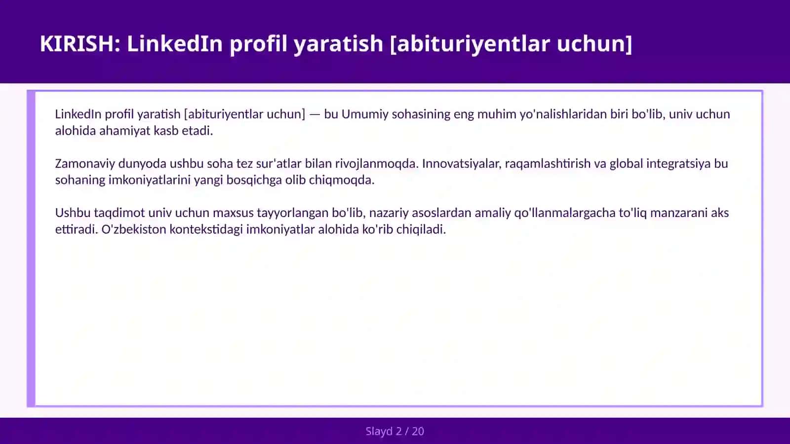 LinkedIn profil yaratish [abituriyentlar uchun] 2