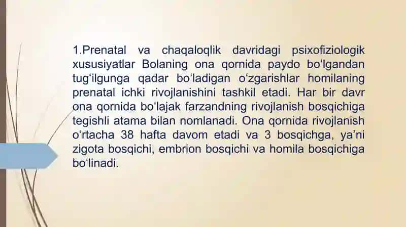 Ontogenezning ilkbosqichlari 2