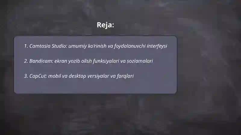 Camtasia Studio, Bandicam, CapCut 2