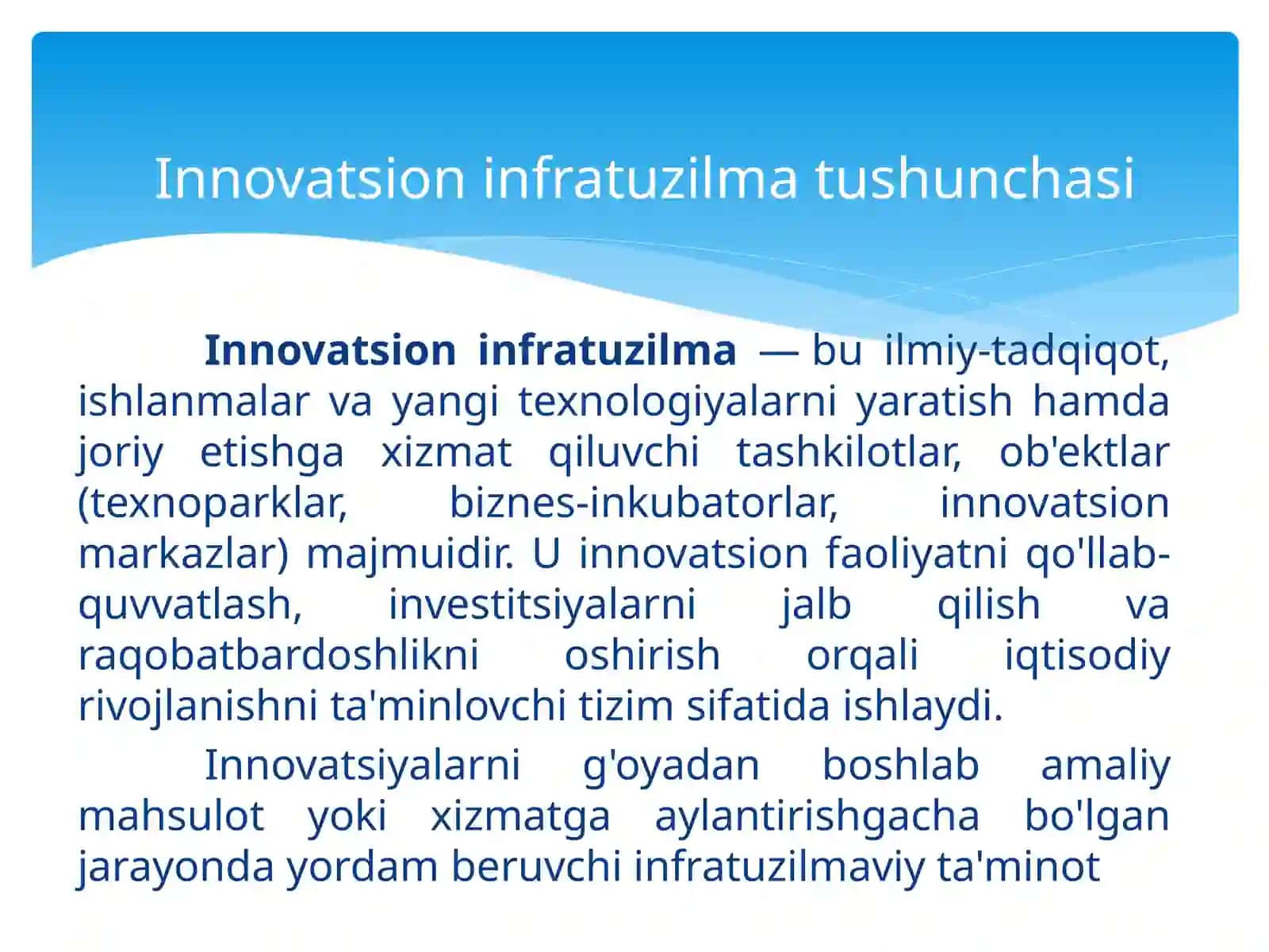 Innovatsion infratuzilmani shakllantirish 2
