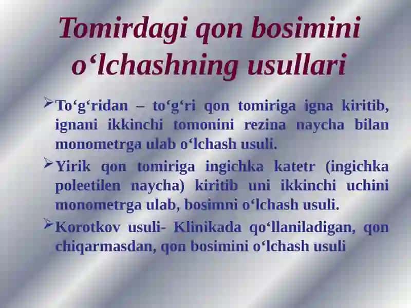N.Korotkov usulida qon bosimini o’lchashni fizikaviy asoslarini o’rganish. 2