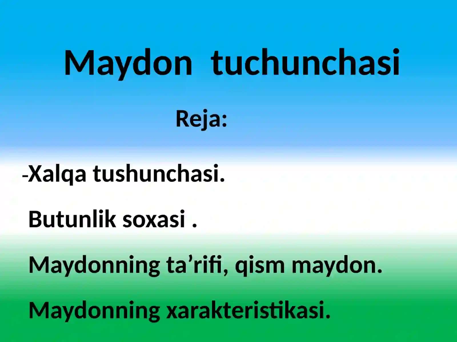 Slayt taqdimoti - Maydon tuchunchasi 2
