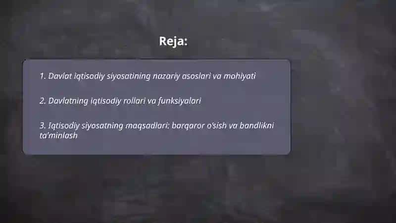 Davlat iqtisodiy siyosatining mohiyati va uning rivojlanish yonalishlari 2