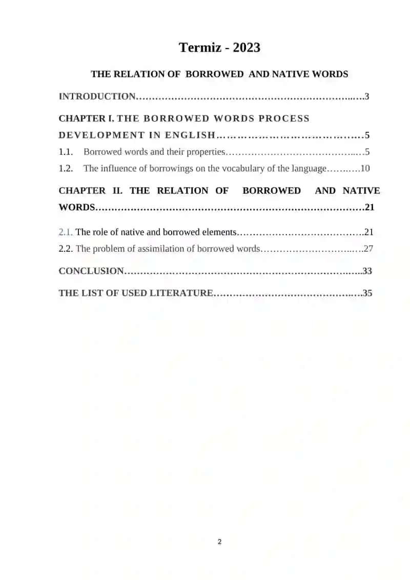 The relation of borrowed and native words 2