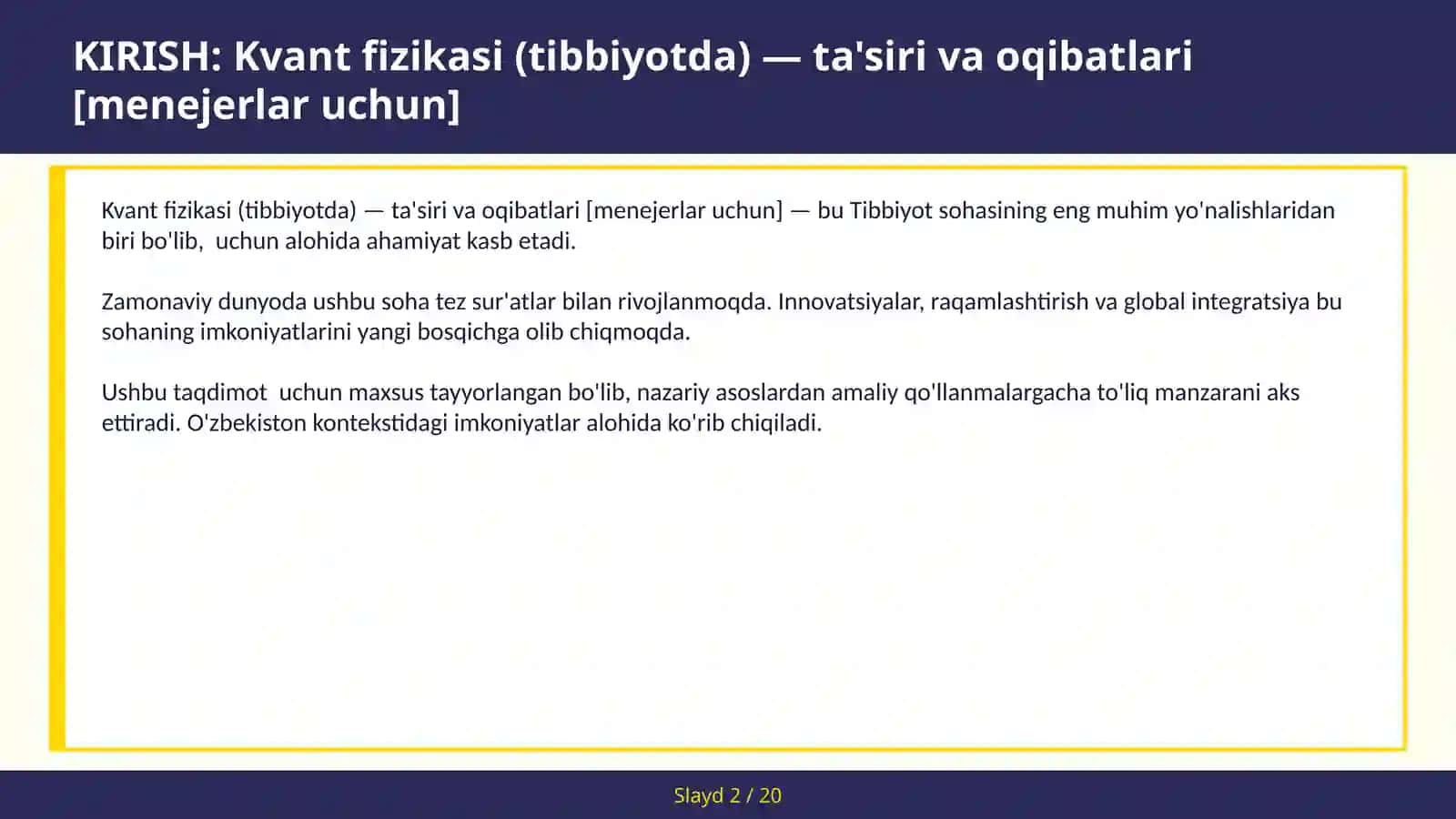 Kvant fizikasi (Tibbiyotda) — ta'siri va oqibatlari [menejerlar uchun] 2