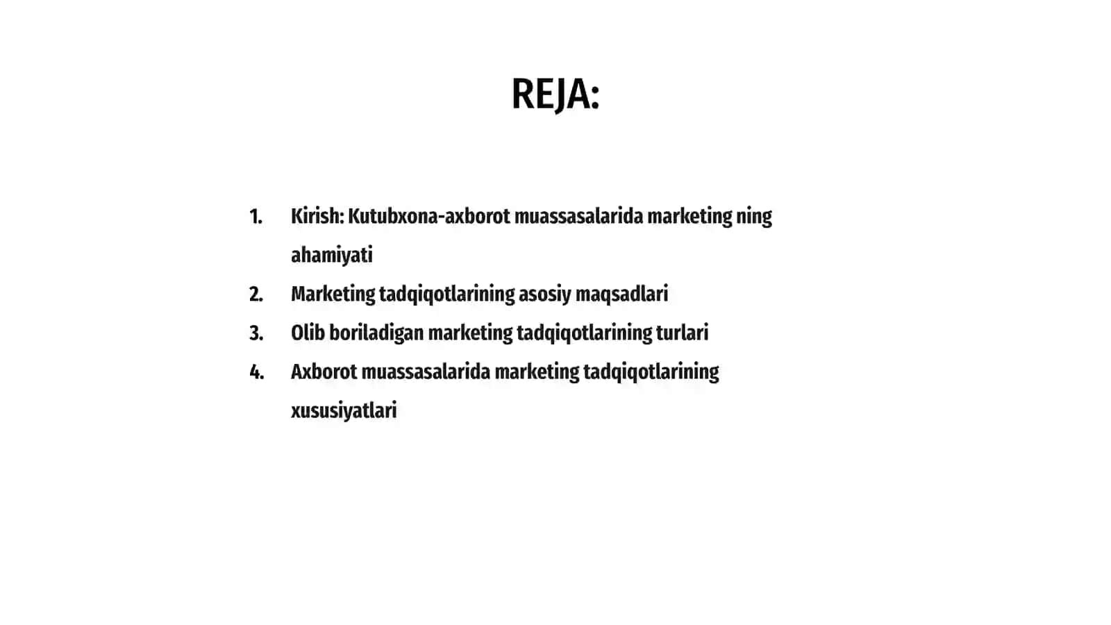 Kutubxona-axborot muassasalarida marketing tadqiqotlarining olib borishni òziga xos xususiyatlari 2
