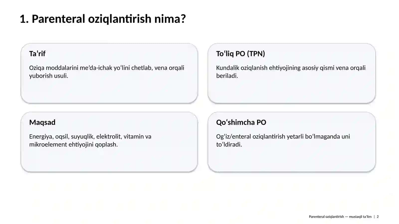 Parenteral Oziqlantirish 2