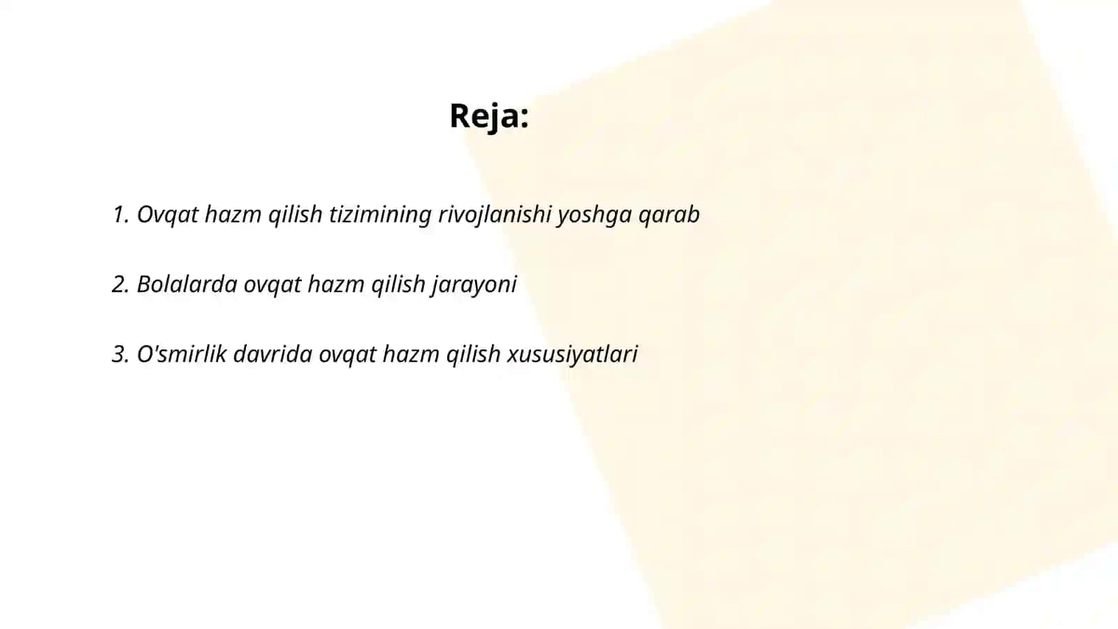 Ovqat hazm qilish tizimining yosh xususiyatlari va ovqatlanish gigiyenasi 2