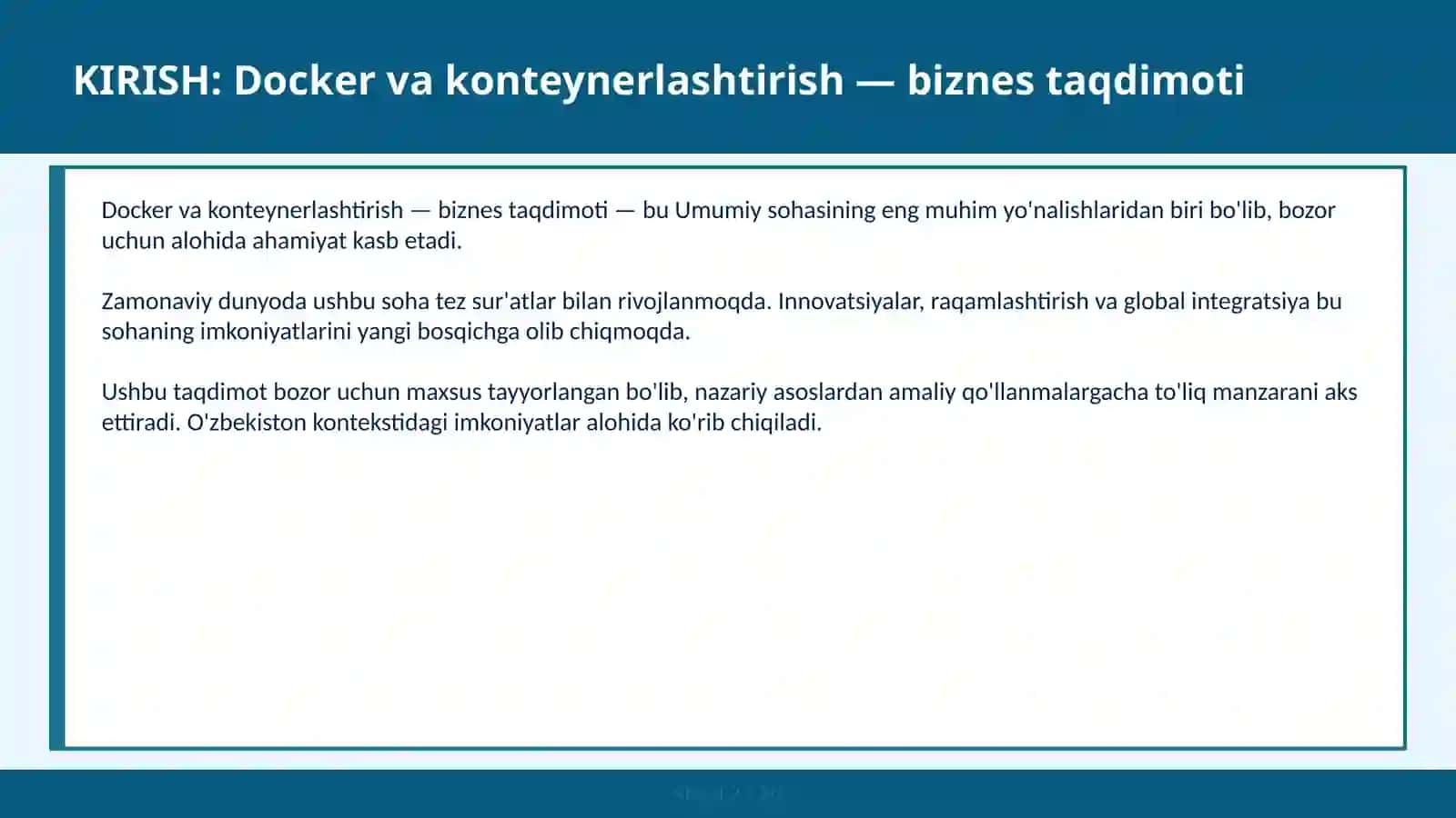 Docker va konteynerlashtirish - biznes taqdimoti 2
