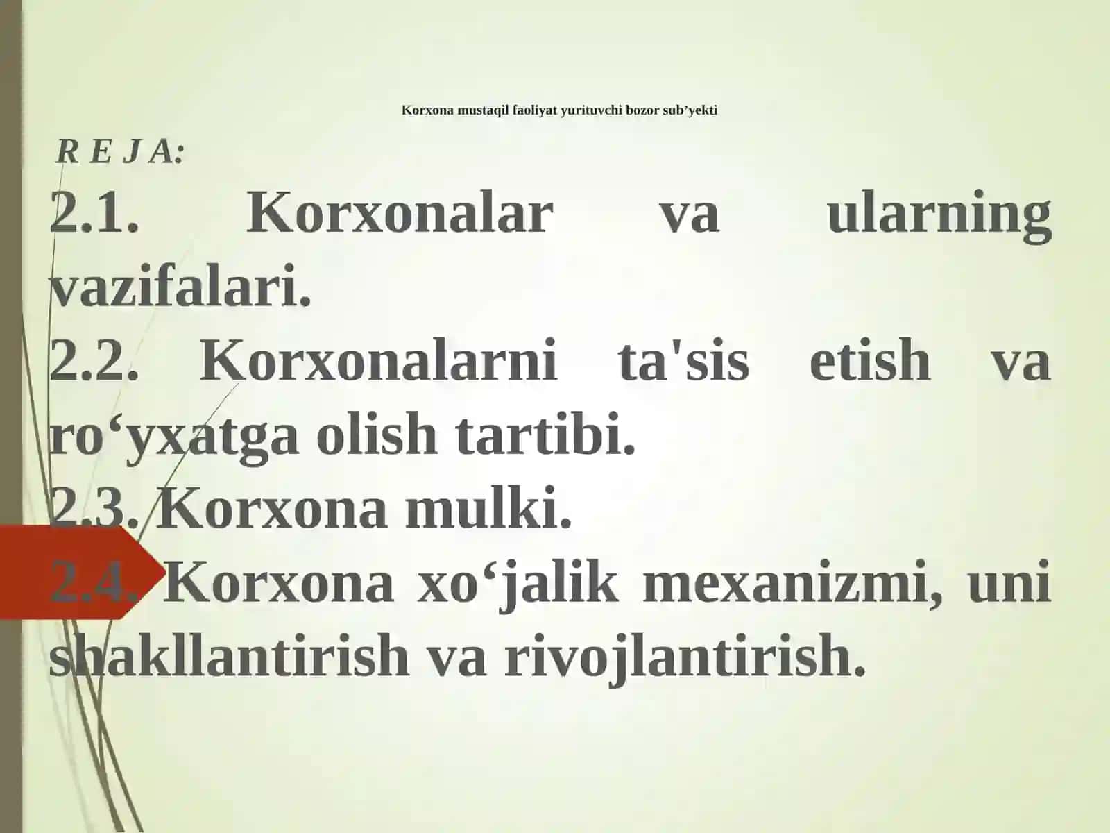 Korxonamustaqilfaoliyatyurituvchibozorsub’yekti 2