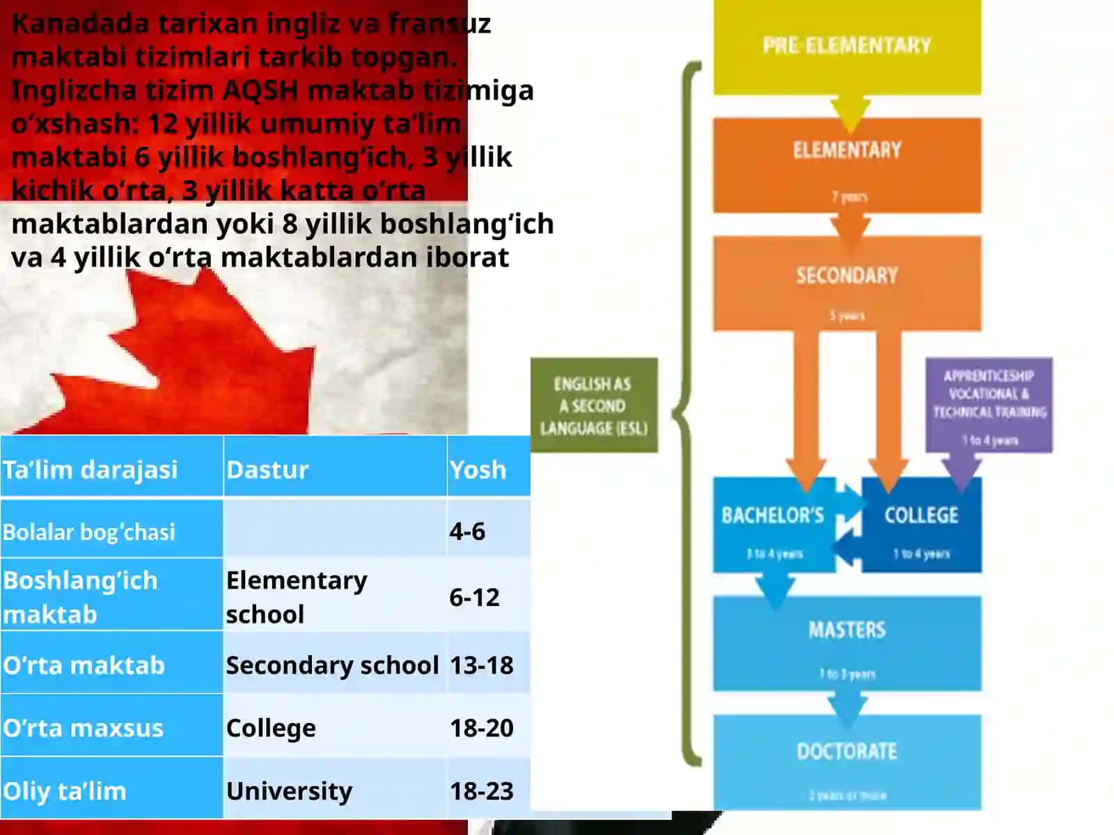 Kanada dats talim tarbiya jarayonlari 2