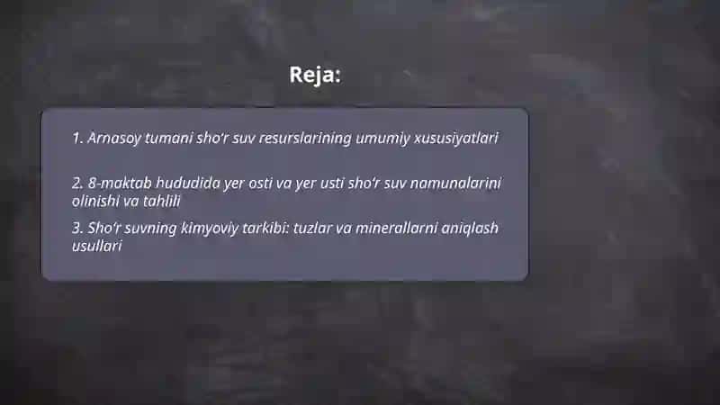 Oʻzbekiston sharoitida shoʻr suvlarni chuchuklashtirish 2