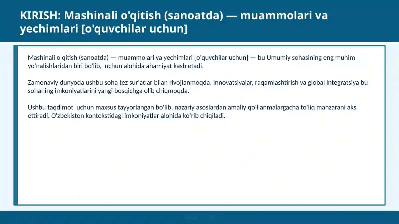 Mashinali o'qitish (sanoatda) — muammolari va yechimlari [o'quvchilar uchun] 2