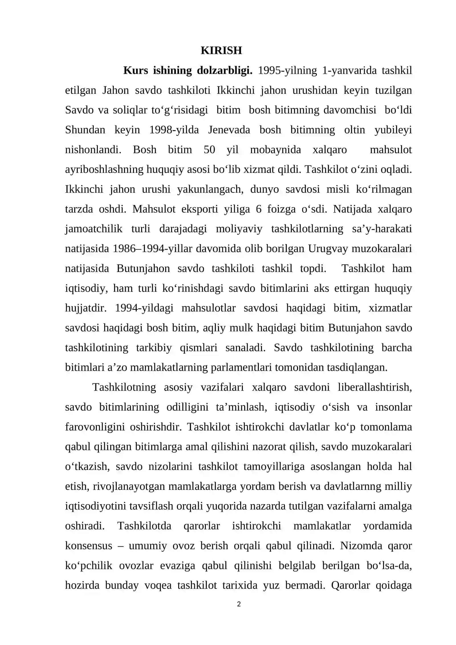 JAHON SAVDO TASHKILOTI VA JAHON BANKI 2